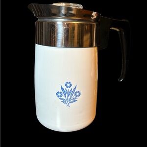 Vintage Corning Ware Percolator 6 Cup Cornflower Carafe Complete with Lid